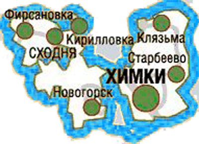 Карта Химкинского района с доставкой дров.