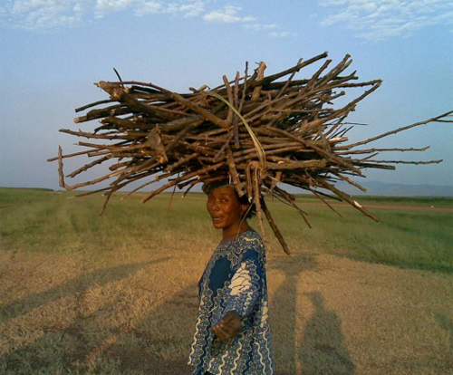 Фото со свего мира о дровах - женщины несёт дрова на голове на drovavam.ru.
